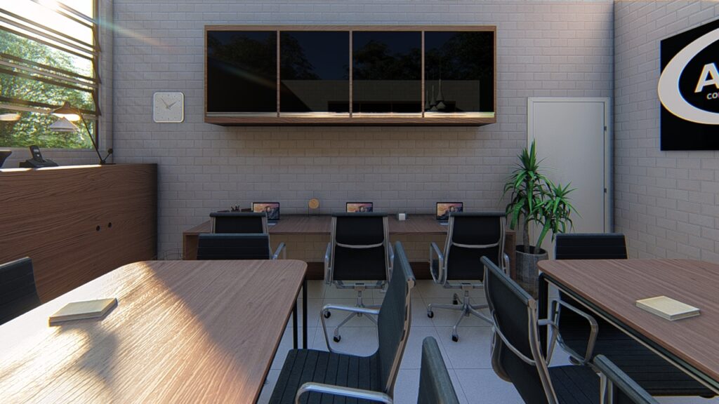Render de uma empresa de um Projeto de Interiores feito pela EMPEC